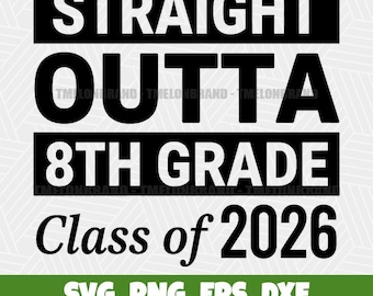 Straight Outta 8Th Grade Class Of 2026 Celebrate Witty Svg