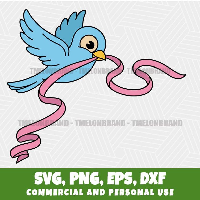 Bird Carrying Ribbon Animated Creature Vector Art Outline Svg - Etsy UK