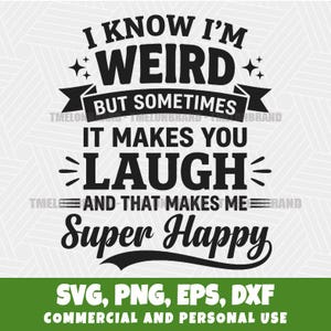 Je sais que je suis bizarre citation originale Design festif accent scintillant Svg