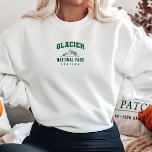 Glacier National Park | Vintage Sweatshirt | Embroidered Crewneck Sweater | National Park Shirt | Oversized Sweatshirt | US National Parks
