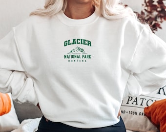 Glacier National Park | Vintage Sweatshirt | Embroidered Crewneck Sweater | National Park Shirt | Oversized Sweatshirt | US National Parks