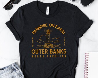 Chemise Outer Banks Lighthouse | Paradis sur Terre | | de chemise OBX | de chemises de Caroline du Nord Chemise OuterBanks
