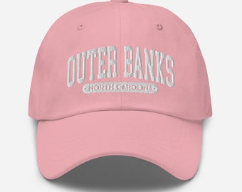 Outer Banks North Carolina Hat – Preppy Pink Vacation Cap, Coastal Grandma Aesthetic