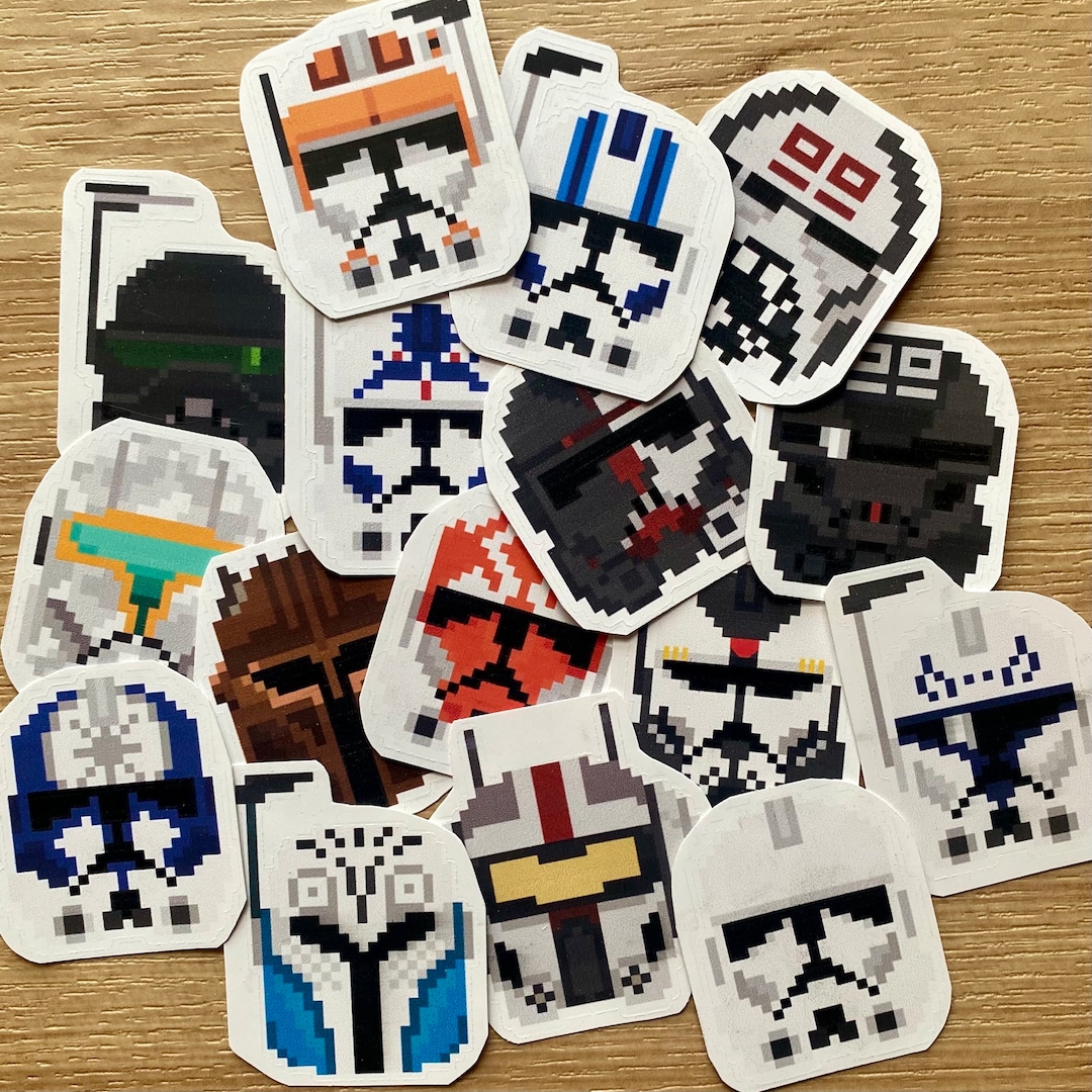Star Wars Helmet Stickers Pixel Art the Clone Wars the Bad Etsy