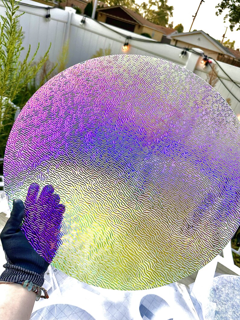 1/4 Sheet of 90coe CBS Dichroic Glass on Clear Storm X With Green