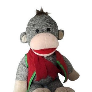 Sock Monkey Large Build A Bear, Sock Monkey Doll &quot; NICK&quot; Stuffed Animal,   Holiday Toys, Stuffed Plush Toy, Limited Edition