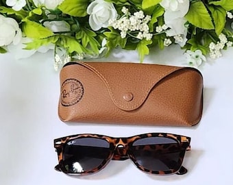 Ray-Ban RB2140 Tortoise Shell Blue Lens Sunglasses - Made in ITALY - Original Wayfarer Classic With Case