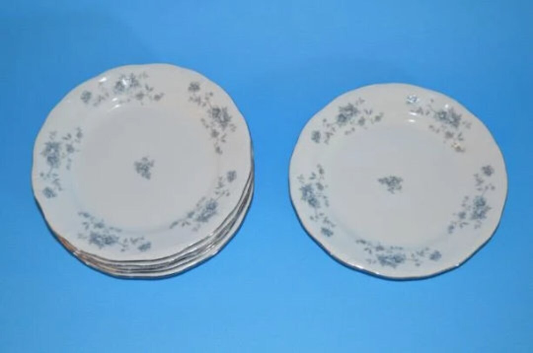 Set of 6, Johann Haviland Bavaria Germany Blue Garland Dessert Plate