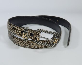 Vicenza Womens Sz 28 Black Genuine ITALIAN Calfskin Leather Pebbled Silver Gold Vicenza | Accessories | Vicenza Womens Sz 28 Black Genuine  main image 4