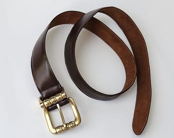 Vintage The Ritz Brown Genuine Leather Solid Brass Buckle Retro Waist Belt Sz S VINTAGE the Ritz Light Brown Leather Belt With Square  main image 4