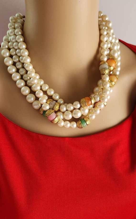 1950s Pearl Multi Strand Necklace, 4-Strand Large 