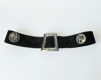 Vintage White Leather Belt: Avion International Designer  display picture 3