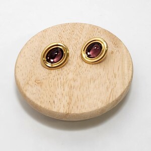MONET  Oval Gold Tone Earrings Purple Cabochon, Stud Earrings, Statement Earrings