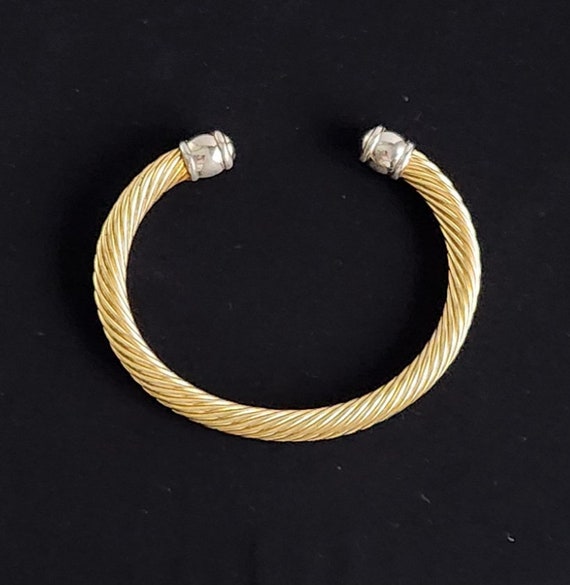 Gold and Silver Cuff Bracelet, Gold Plated Cable C