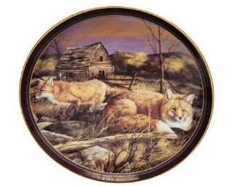 Islandia International "The Old Homestead" FOXES, Gold Trim, Replacement Plates, Valuable Plate, Collector's Plate, Made in USA