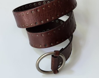 J. Crew Leather Belt Brown Woven X Detail Made in England M  display picture 3
