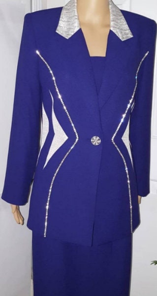 MOSHITA COUTURE Women s Formal Skirt Suit Crystal Accents New Never Worn Etsy