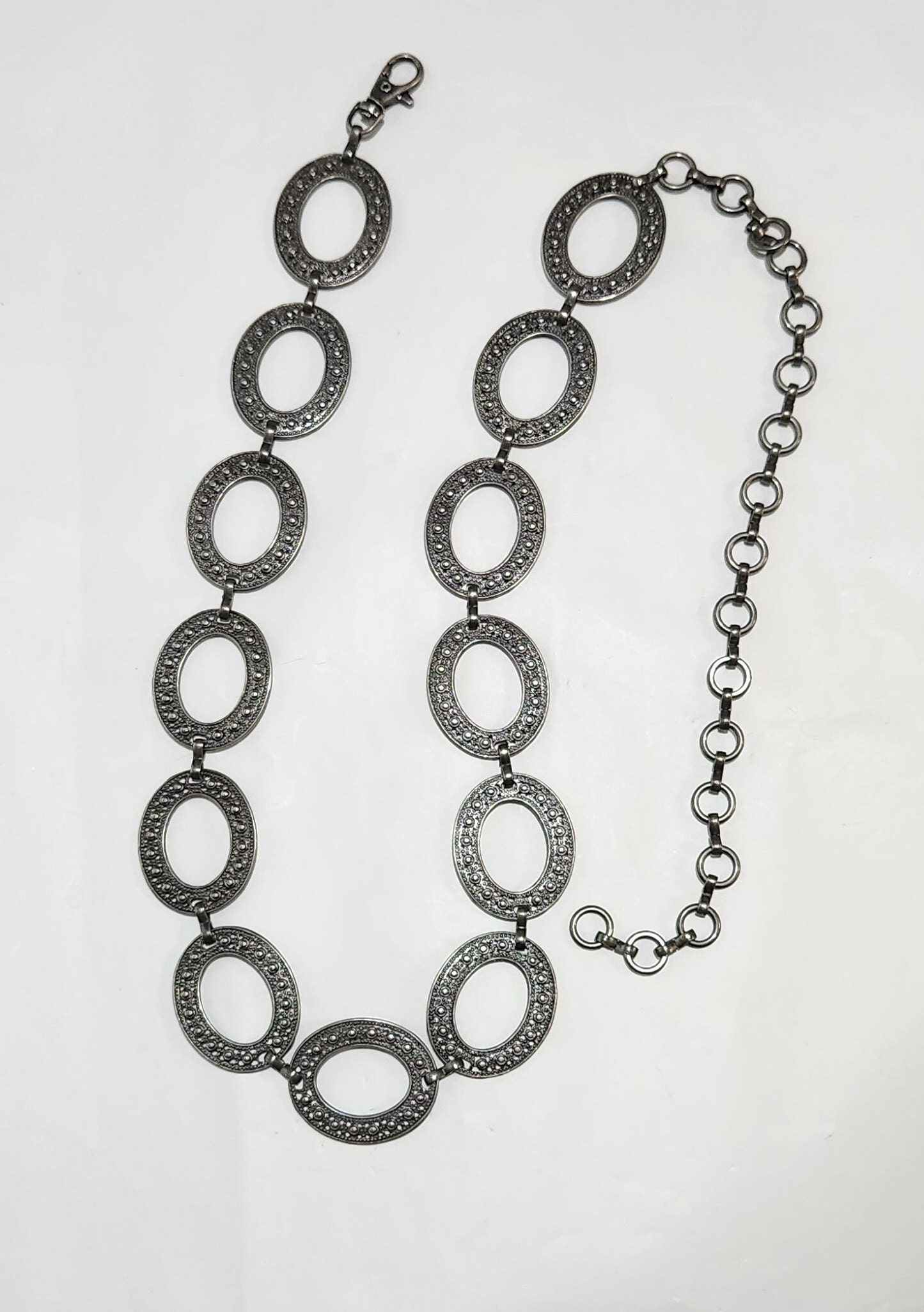 Silver Tone Metal Chain Link Belt 44” Boho Statement Cable Disc Toggle Silver Link Chain Belt - Etsy main image 4