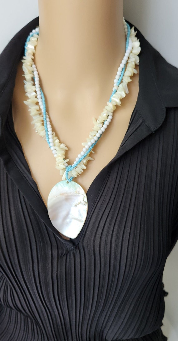 Mother of Pearl Beaded Multi-Strand Necklace - Nat