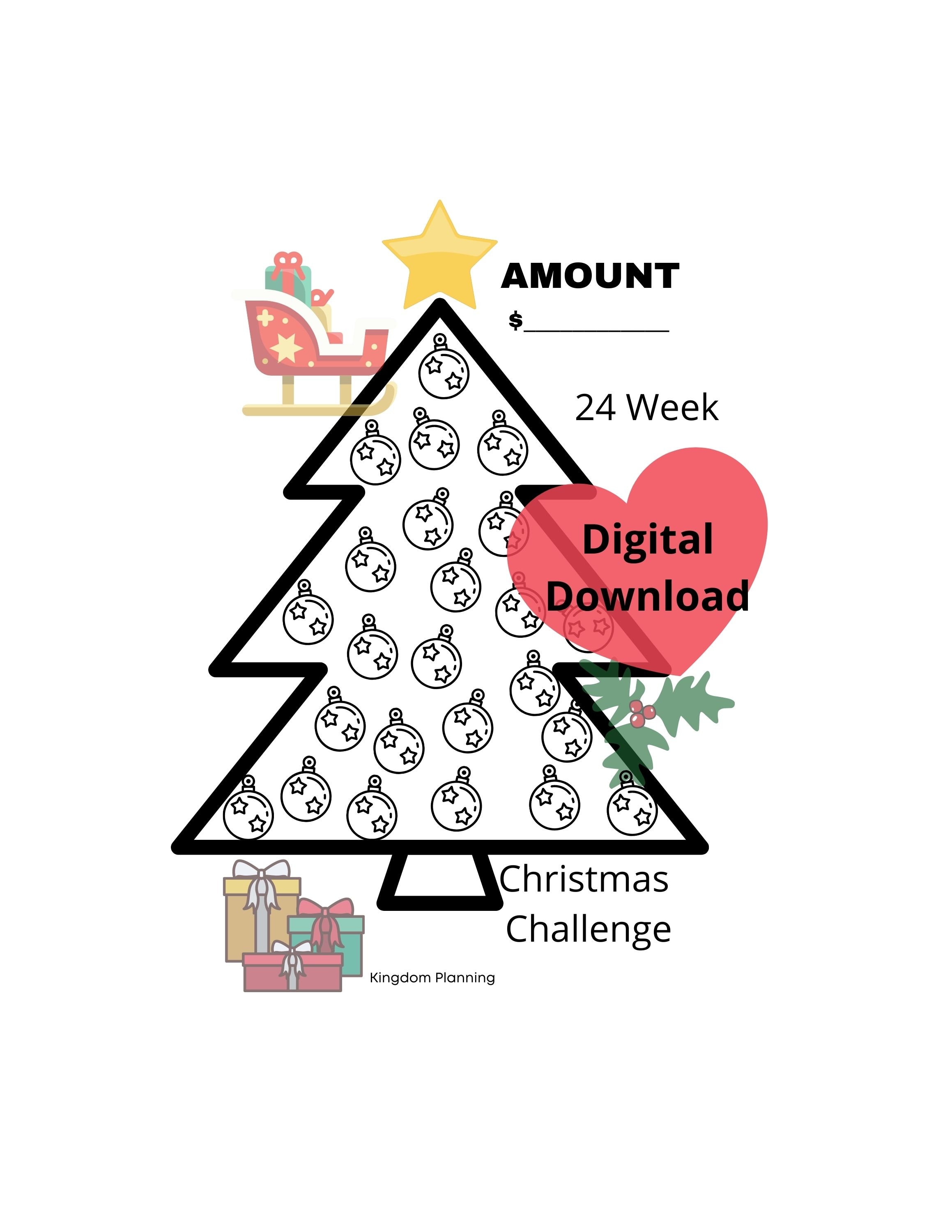 Christmas Savings Challenge, 24 Week, Budget, Tracker, Weekly, Low