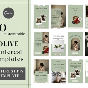 Pinterest Templates for Canva - Olive tone palette for Aesthetic Social Media Post Editable in Canva