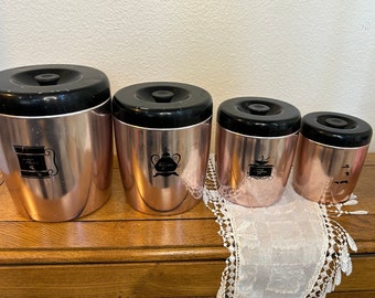 Vintage West Bend Rose Copper Canister Set of 4 Mid Century Modern ...