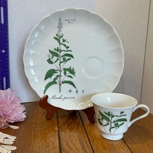Vintage Botanical Herb Snack Set - Menthe Poivrée (Peppermint) Porcelain Plate and  Teacup - Neiman Marcus