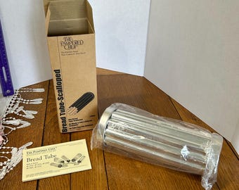 Vintage Pampered Chef Scalloped Bread Tube #1565, New in Box NIB, Aluminum Baking Mold for Canapés and Party Sandwiches