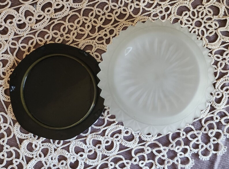 Vintage Frosted Glass Powder Vanity Jar Etsy