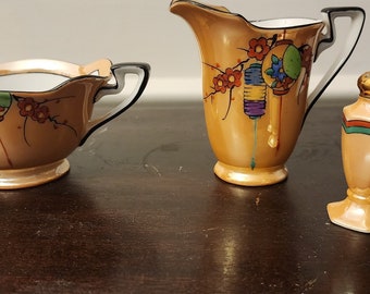 Noritake Creamer, Sugar, w/ Salt and Pepper Set (Handpainted)