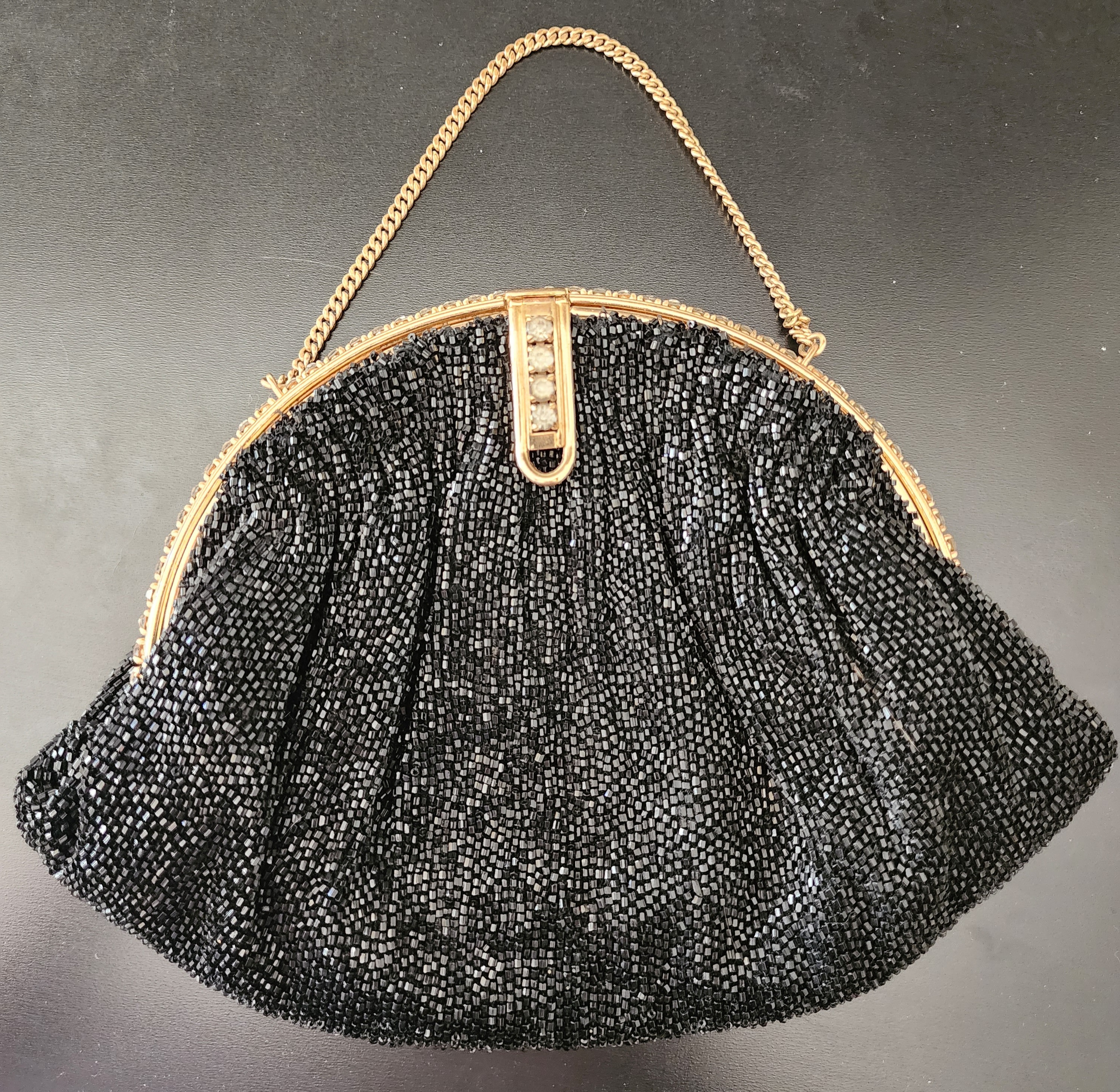 Vintage Black Beaded Evening Bag Made in Hong Kong – hurdyburdy
