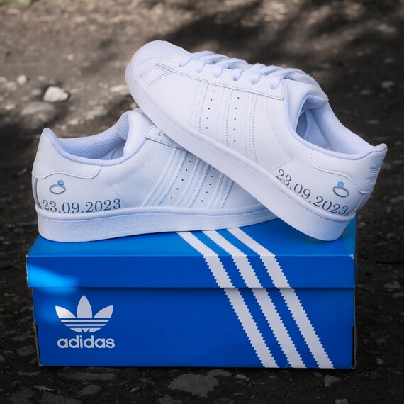 Adidas Superstar Wedding Custom Sneaker With Wedding Date - Etsy