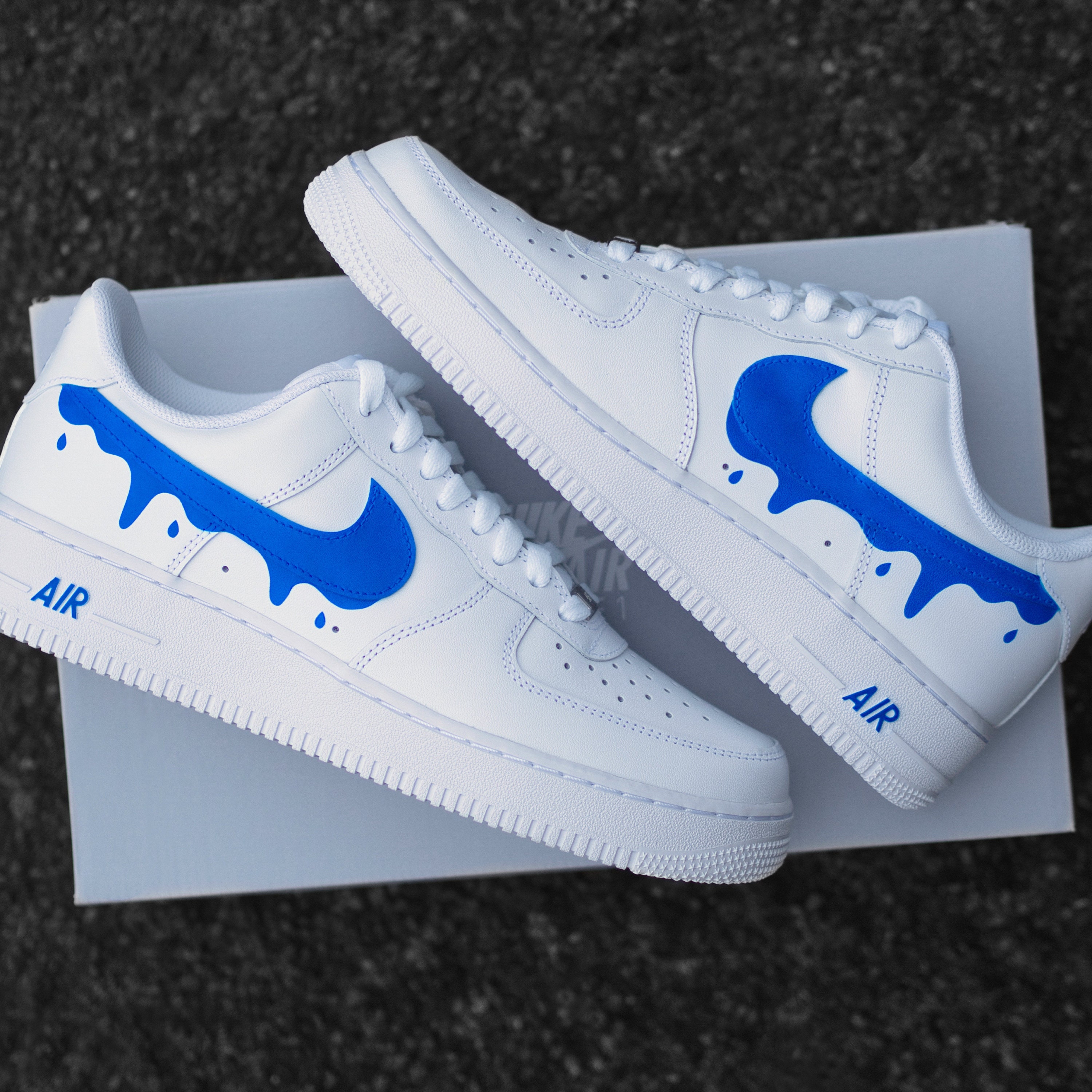 Custom Nike Air Force 1 Blue Drip - Custom Sneaker Blue Drip - Blue ...