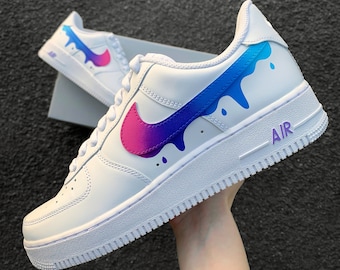 Custom Nike Air Force 1 Kleurverloop met Druppel - Custom Sneaker Kleurverloop met Druppel - Handgeschilderde Schoenen - Custom Sneaker AF1
