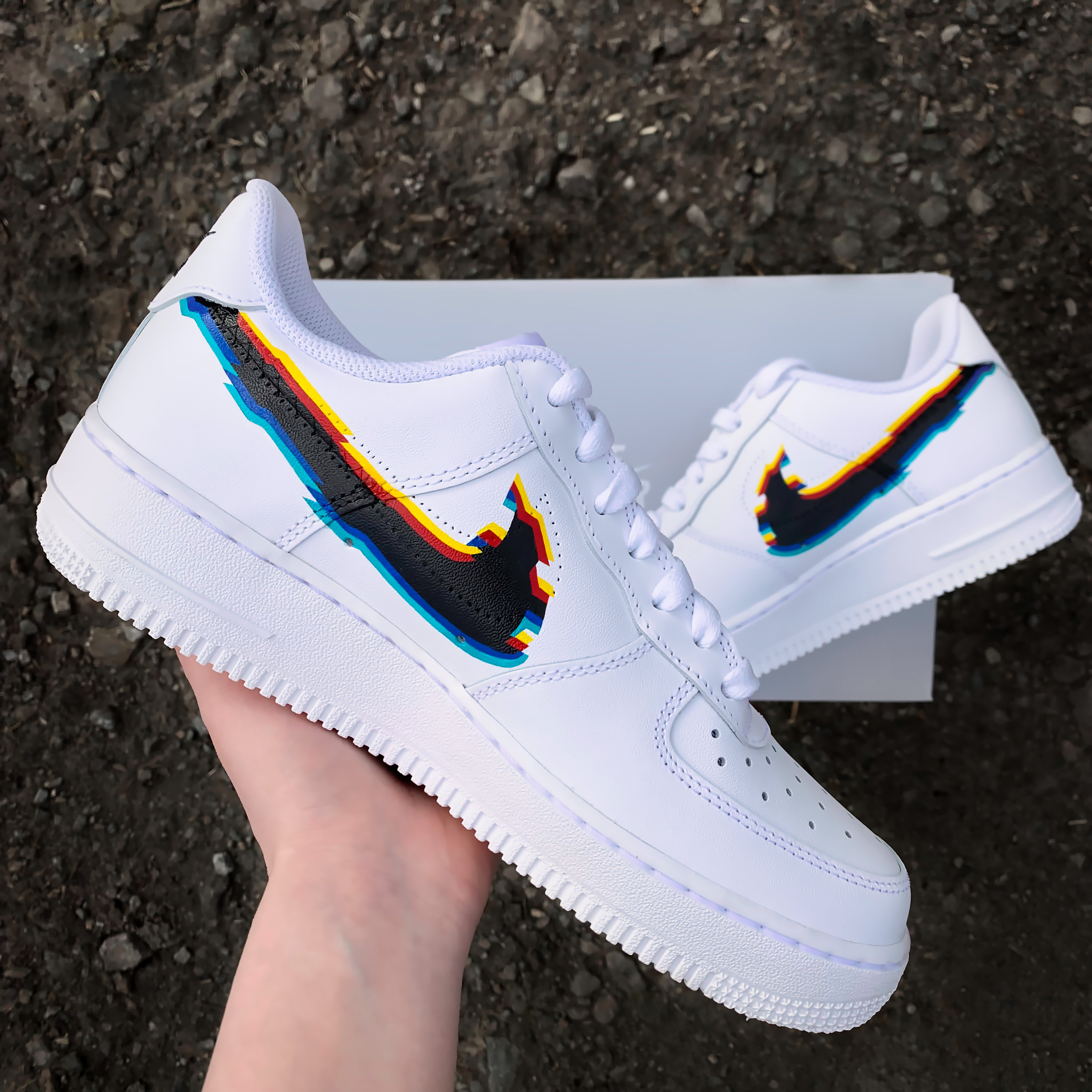 vrachtauto voering Bewusteloos Nike Air Force 1 Glitch Effect Custom Sneaker Glitch Effect - Etsy