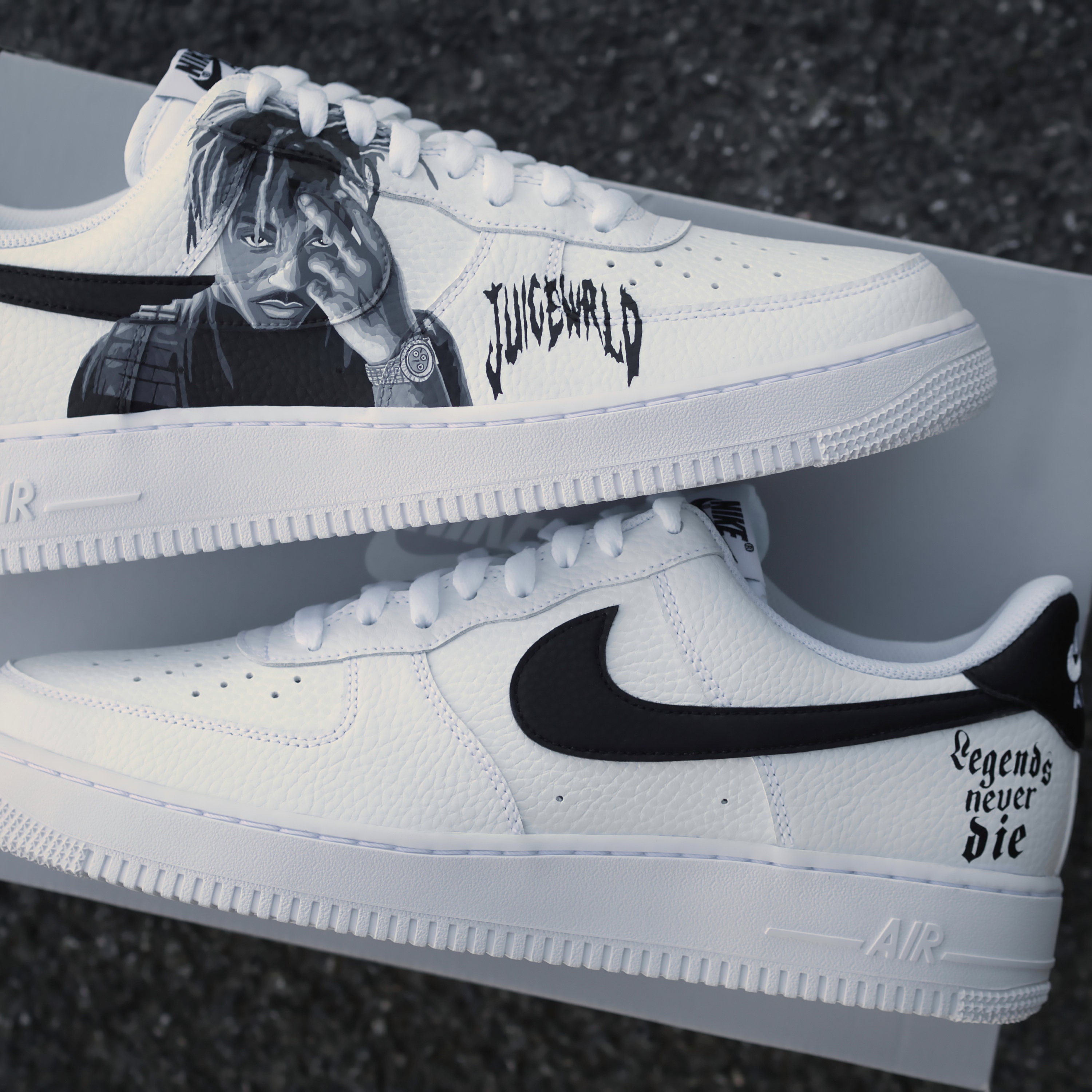 Unique Juice WRLD Air Force 1s  Hand-Painted with Free Global