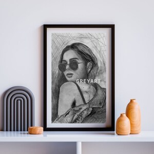 Pencil Drawing From Photo, High quality personalized hand-drawn graphite custom portrait image 3