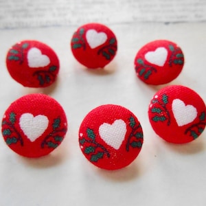 White Heart Buttons, Valentine buttons, Love Buttons, Heart Sewing Buttons, Christmas Heart Buttons, Size 5/8&quot;, Set of 5, 6, or 7 buttons