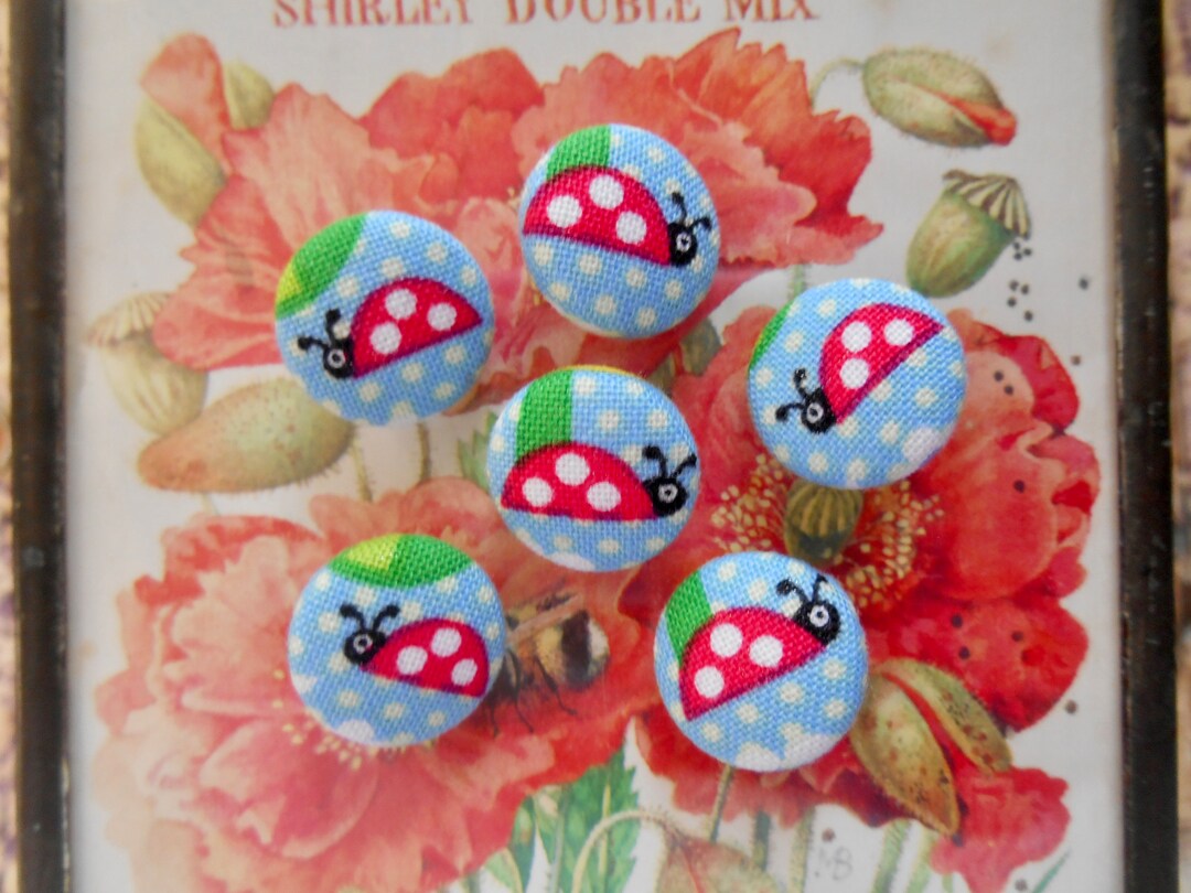 Ladybug Buttons, Insect Buttons, Fabric Covered Buttons, Garden Buttons ...