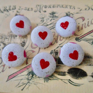 Red Heart Buttons, Love Buttons, Valentines Buttons, Heart Sewing Buttons, Heart Shank Buttons, Size 5/8&quot;, Set of 5, 6, or 7 buttons