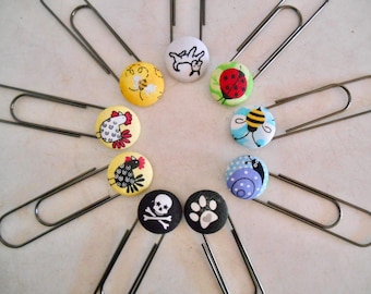 Button Bookmarks, Jumbo Paper Clip Bookmarks, Gift for Book Lover, 3 1/2" long