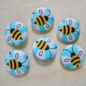 Honey Bee Buttons, Insect Buttons, Bumble Bee Buttons, Garden Buttons, Spring Buttons, Size 7/8&quot;, Set of 5, 6, 7, or 12 buttons