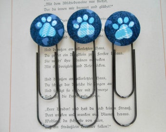 Dog Bookmarks, Dog Paw Bookmarks; set of 2 or 3. Each paper clip bookmark is 3 3/4” long.