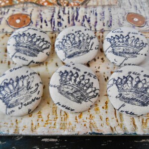 Crown Buttons, Royal Buttons, Paris Buttons, French Buttons, Craft Sewing Buttons. Size 1 1/8&quot;, Set of 6 buttons