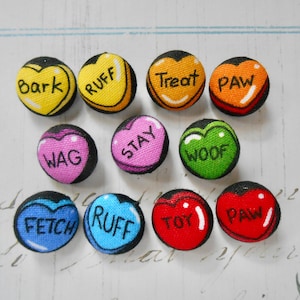 Dog Heart Buttons, Dog Sewing Buttons, Dog Lover Buttons, Pet Buttons, Dog Buttons,  5/8&quot;, Set of 5, 6, 8, or 11 buttons