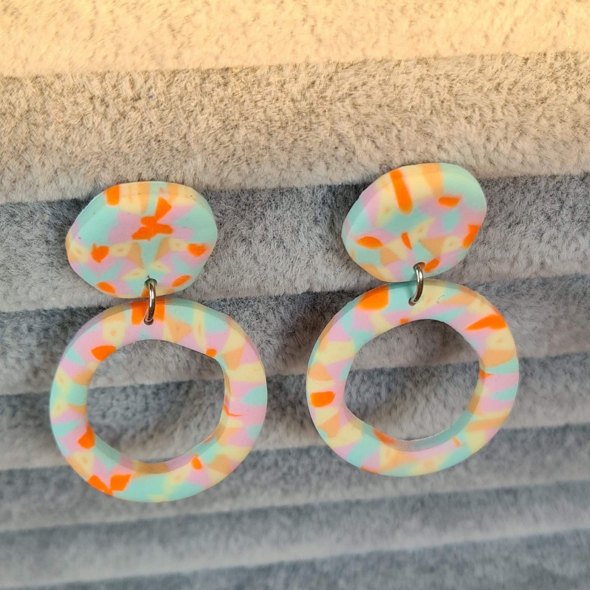Abstract Pastel Earrings Polymer Clay Earrings Etsy