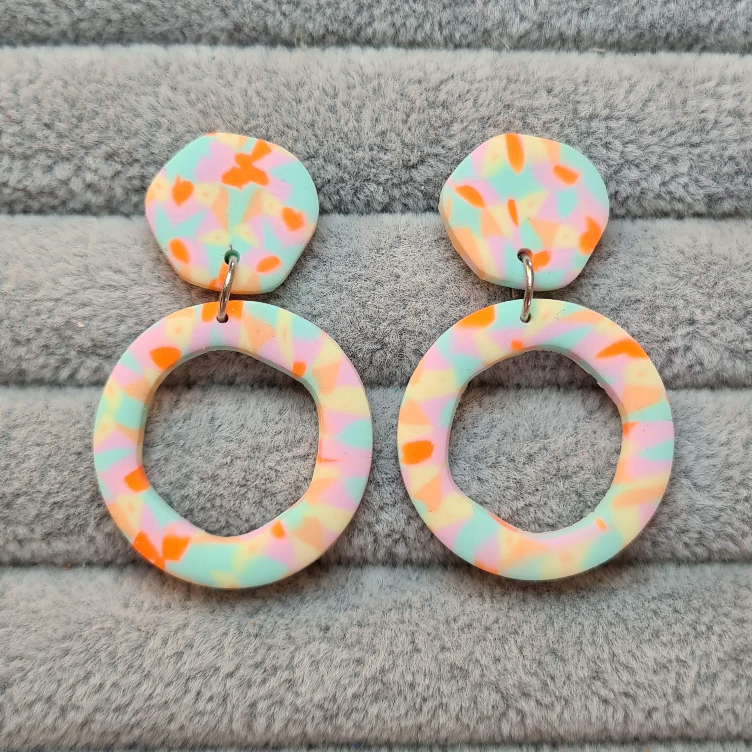 Abstract Pastel Earrings Polymer Clay Earrings Etsy