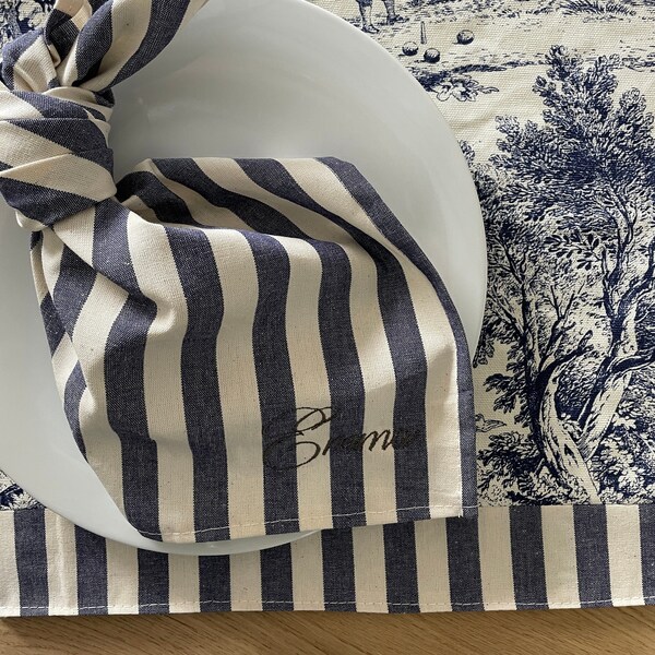 Tovaglietta Toile de Jouy Blu