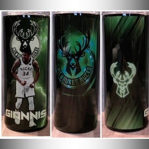 Milwaukee Bucks 20oz Custom Tumbler / Giannis Antetokounmpo Tumbler / Milwaukee Bucks Tumbler / Basketball Tumbler