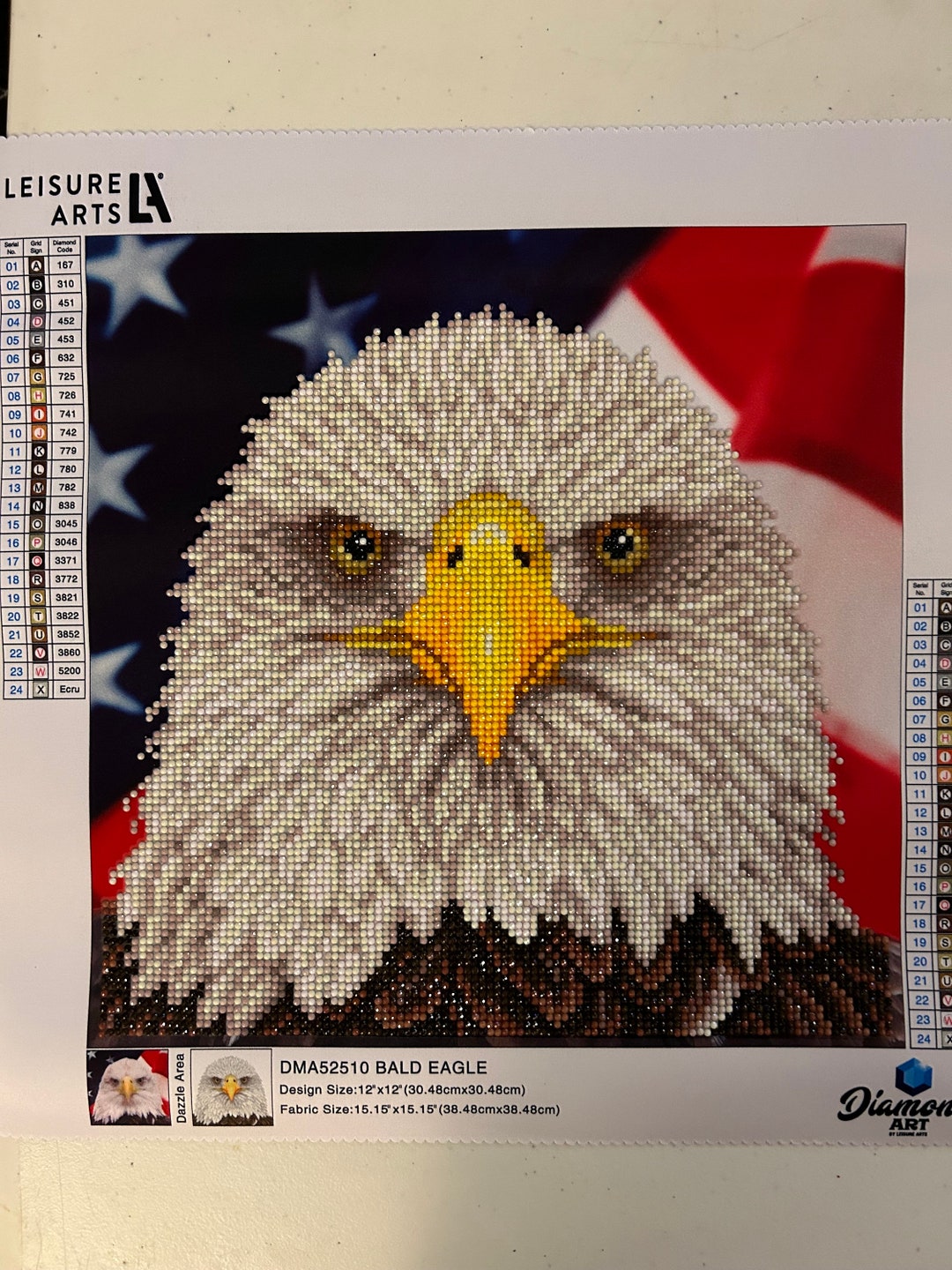 Completed and Sealed Bald Eagle Diamond Painting With an Etsy